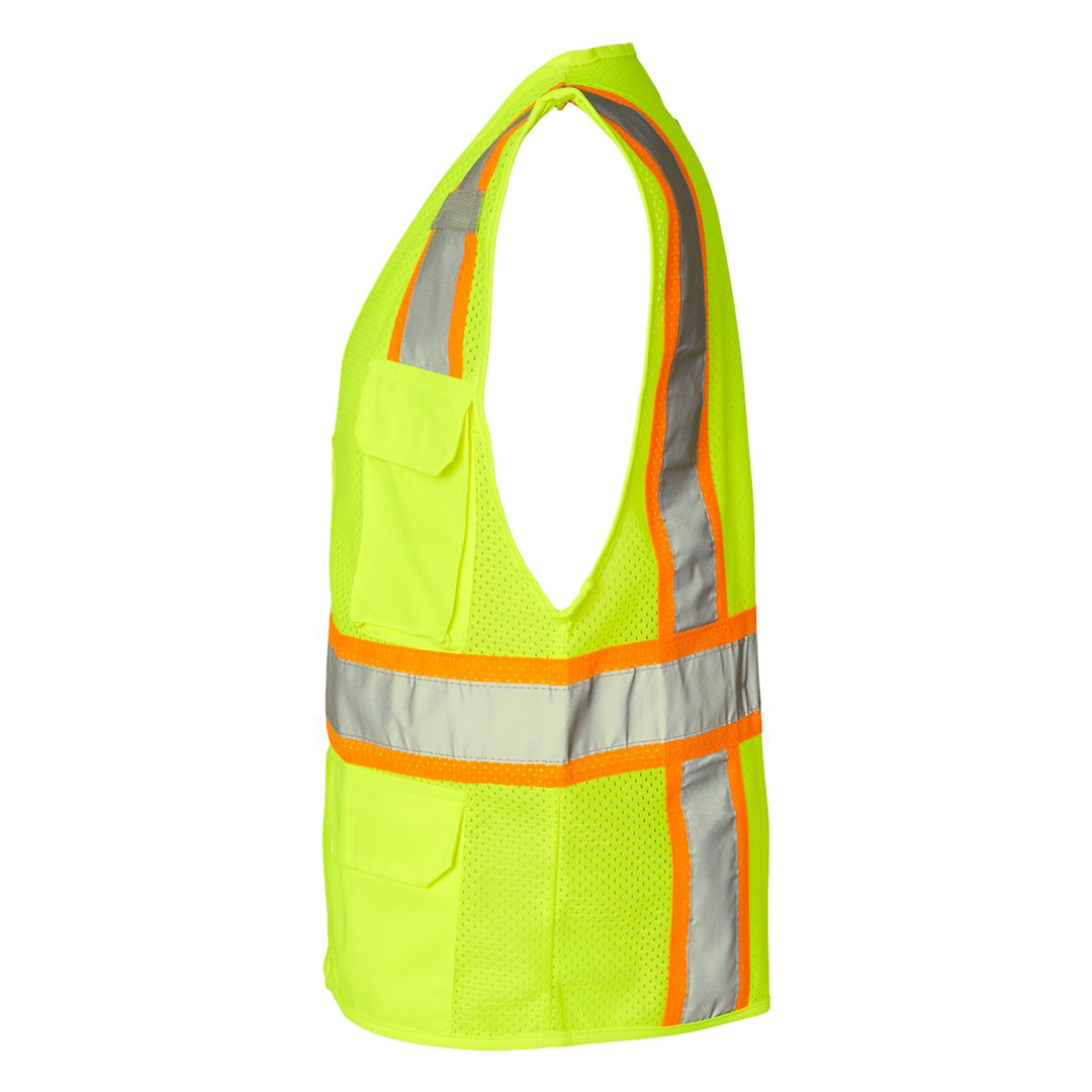 Custom Kishigo ANSI Type R Class 2 All-Mesh Contrast Safety Vest – High-Visibility, Reflective Strips, Zipper Front, 2 Pockets