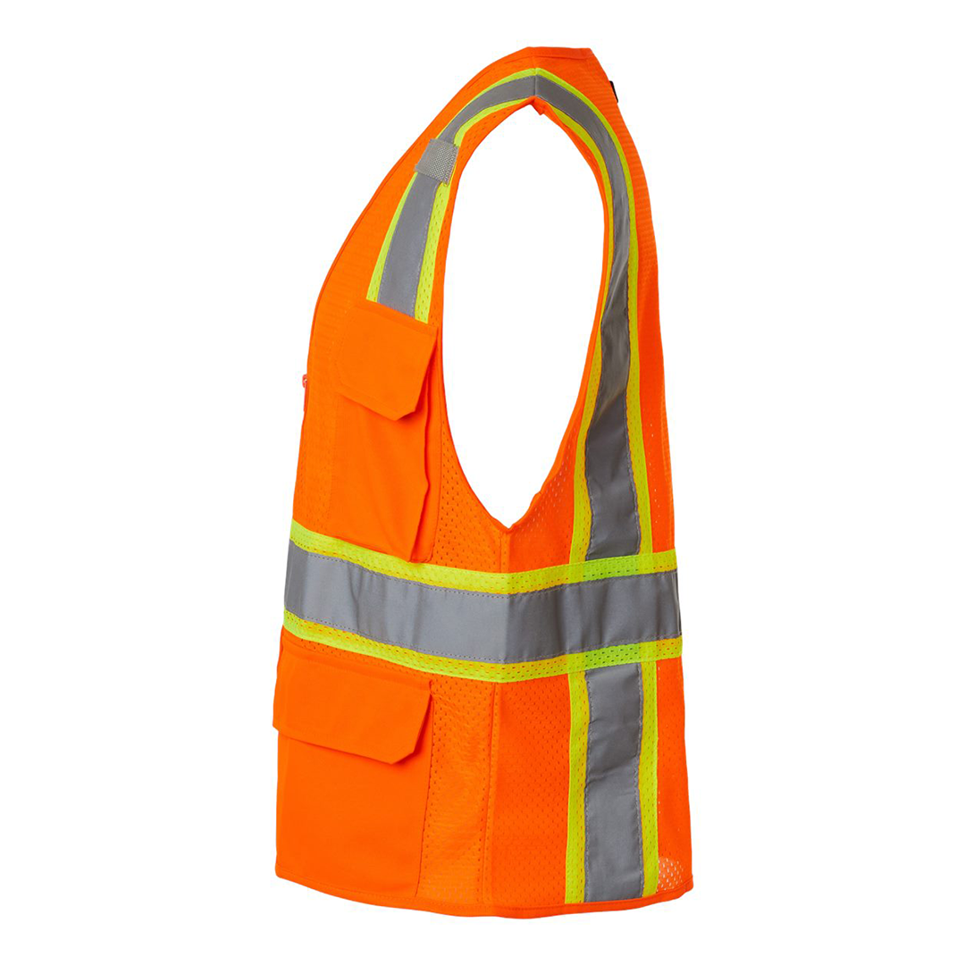 Custom Kishigo ANSI Type R Class 2 All-Mesh Contrast Safety Vest – High-Visibility, Reflective Strips, Zipper Front, 2 Pockets