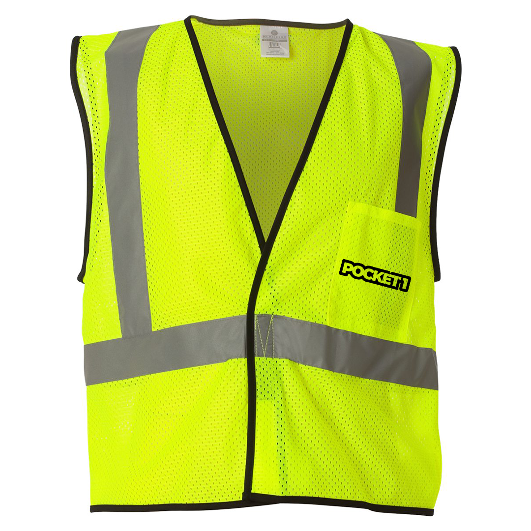Custom Kishigo ANSI Type R Class 2 Economy Mesh Safety Vest – High-Visibility, Reflective, Hook & Loop Closure, 1 Pocket