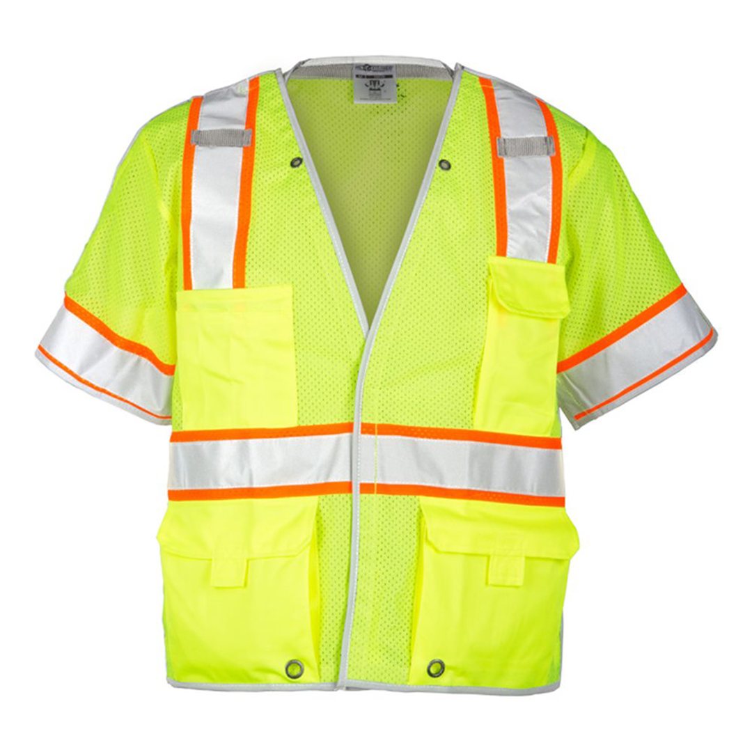 Kishigo ANSI Type R Class 3 Breakaway Safety Vest – High-Visibility, Reflective, 5-Point Breakaway, Zipper Front, Multi-Pocket