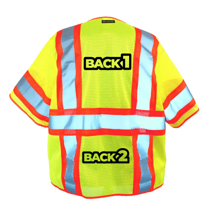 Custom ANSI Class 3 Two-Tone Mesh Safety Vest – High-Visibility, Reflective, 5 Pockets, Zipper