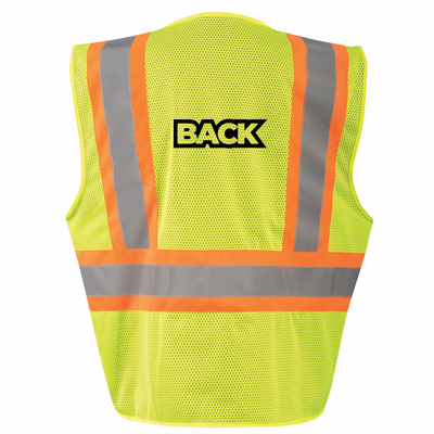 Custom ANSI Class 2, Type R Mesh Safety Vest – Zipper, 3 Pockets, Reflective, Logo Printing