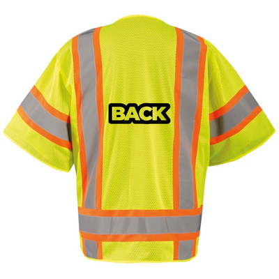 Custom ANSI Class 3 Two-Tone Mesh Surveyor Vest – High-Visibility, Reflective, Zipper, 8 Pockets