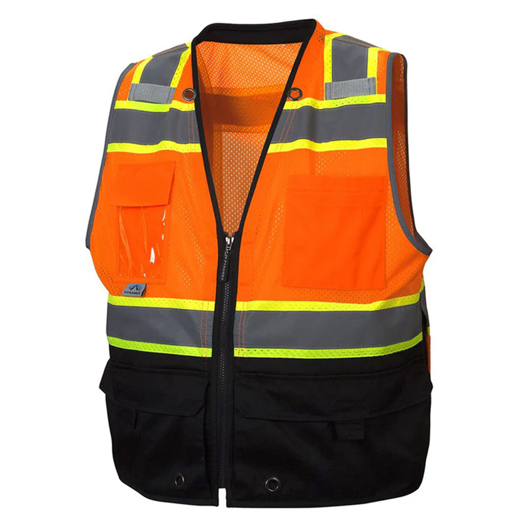 Custom Pyramex RVZ44B Type R Class 2 Hi-Vis Two-Tone Black Bottom Mesh Safety Vest