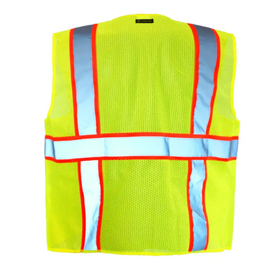 OccuNomix ANSI Class 2 Two-Tone Surveyor Safety Vest – High-Visibility Mesh, Reflective Strips, 3 pockets