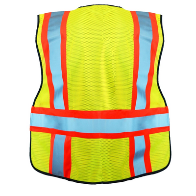OccuNomix ANSI Class 2 Two-Tone Expandable Safety Vest – High-Visibility Mesh, Reflective Strips, 5 Pockets