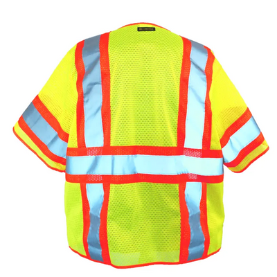 OccuNomix ANSI Class 3 Two-Tone Mesh Safety Vest – High-Visibility, Reflective, 5 Pockets, Zipper