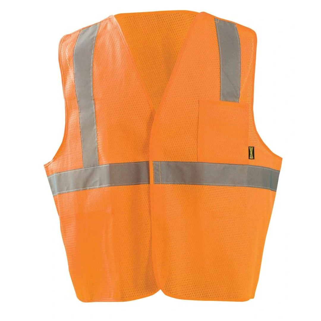 Custom ANSI Class 2 5-Point Breakaway Mesh Safety Vest – Reflective, Zipper, Logo Printing, High-Visibility Orange