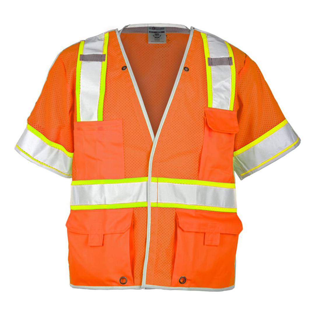 Kishigo ANSI Type R Class 3 Breakaway Safety Vest – High-Visibility, Reflective, 5-Point Breakaway, Zipper Front, Multi-Pocket