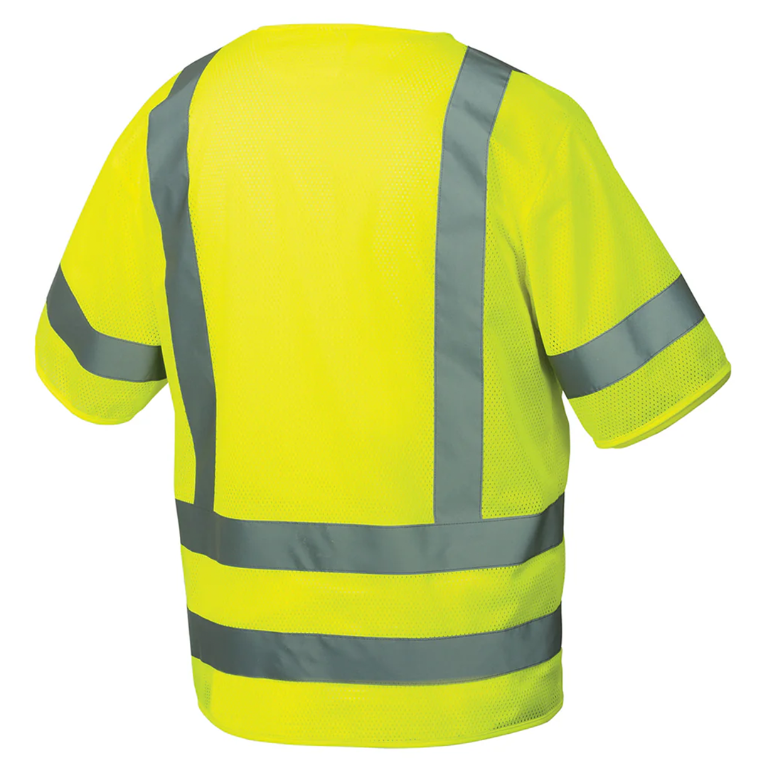 ANSI Class 3 Type R  RVZ31 High-Visibility Mesh Safety Vest – Reflective, Zipper Front, 6 Pockets