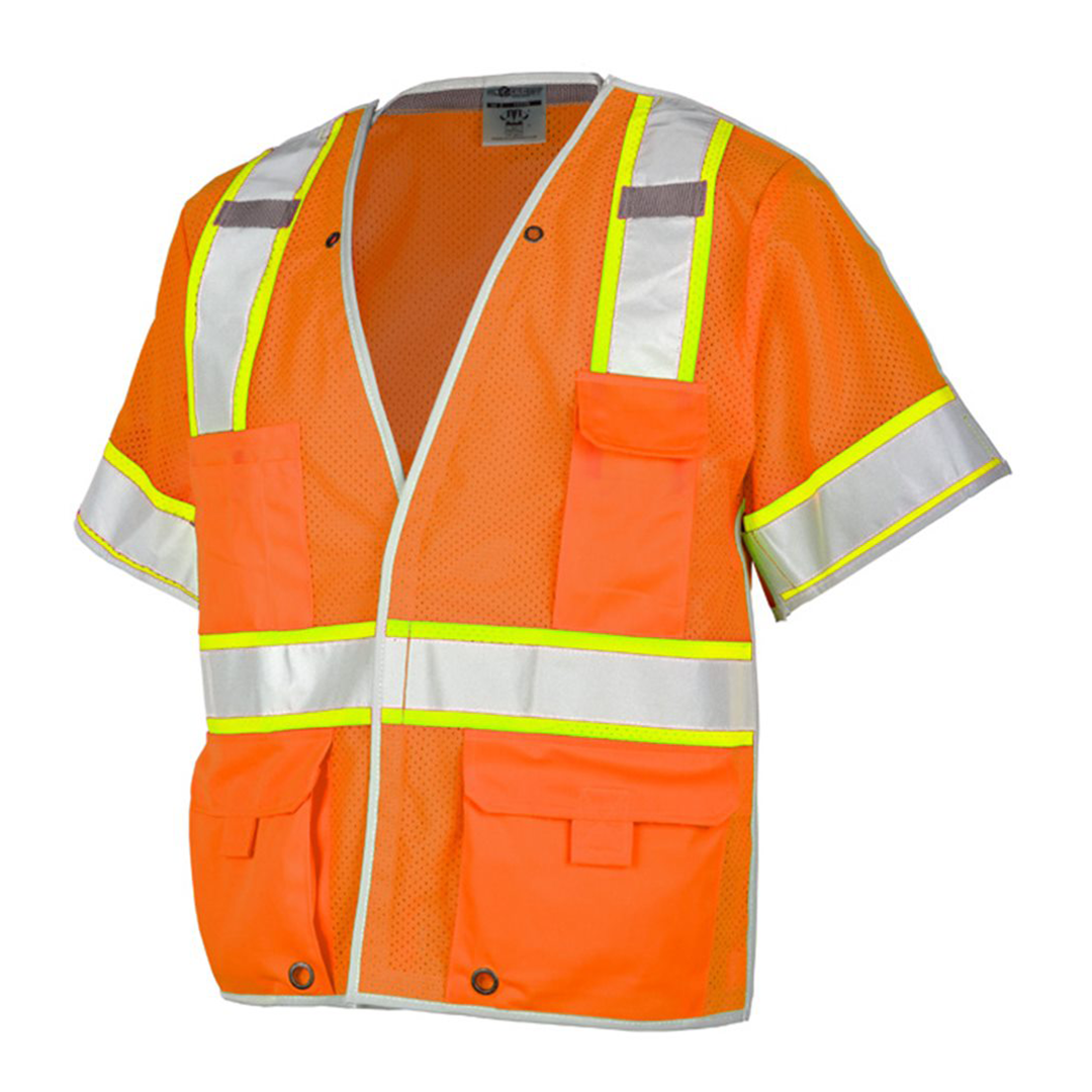 Kishigo ANSI Type R Class 3 Breakaway Safety Vest – High-Visibility, Reflective, 5-Point Breakaway, Zipper Front, Multi-Pocket