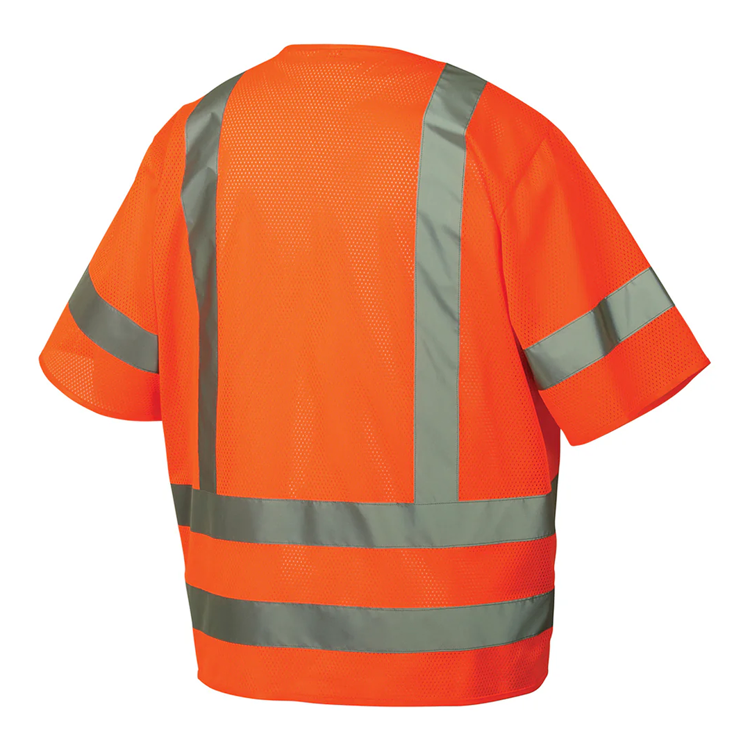 ANSI Class 3 Type R  RVZ31 High-Visibility Mesh Safety Vest – Reflective, Zipper Front, 6 Pockets