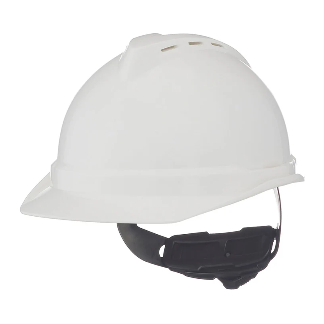 MSA V-Gard 500 Fas-Trac III 4-Point Ratchet Vented Hard Hat