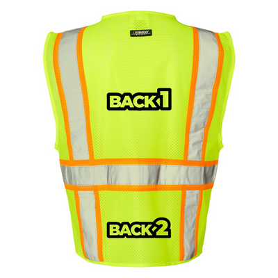 Custom Kishigo ANSI Type R Class 2 All-Mesh Contrast Safety Vest – High-Visibility, Reflective Strips, Zipper Front, 2 Pockets