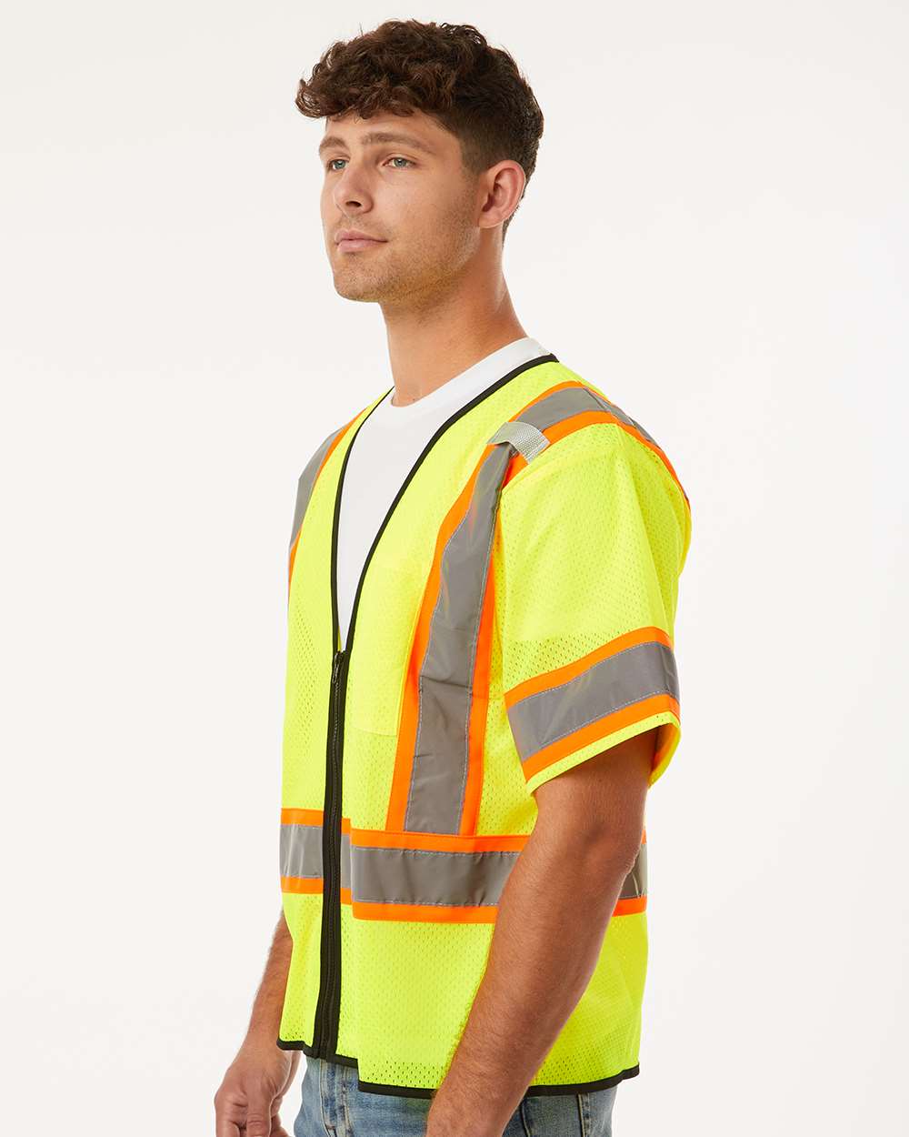 Kishigo Class 3 Type R High-Visibility Mesh Safety Vest – ANSI Compliant, Reflective Stripes, Single Pocket