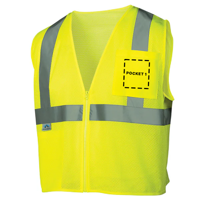 Pyramex RVZ2110 Type R Class 2 Mesh Safety Vest with Pocket - Yellow/Lime