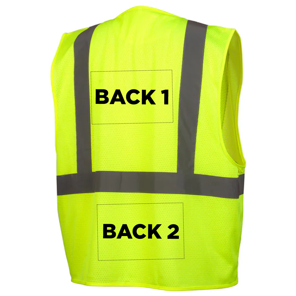 Pyramex RVZ2110CP Type R Class 2 Mesh Custom Safety Vest with Clear Pocket - Yellow/Lime