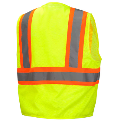 Pyramex RVZ2210 Type R Class 2 Mesh Two-Tone Safety Vest - Lime/Orange