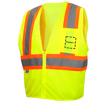 Pyramex RVZ2210 Type R Class 2 Mesh Two-Tone Custom Safety Vest - Lime/Orange