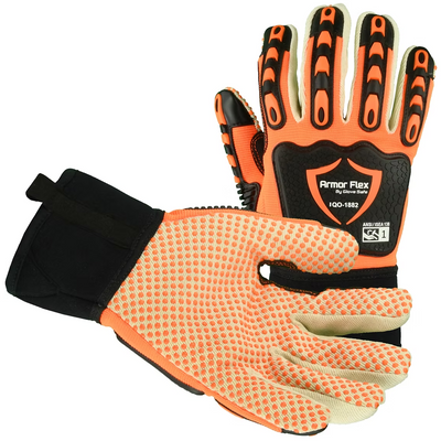 Orange Dot Palm Gloves Spandex Back with Impact 1 TPR
