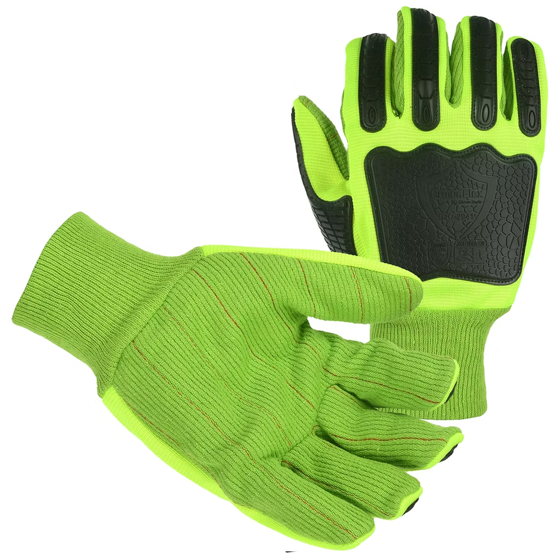 Green Corded Double Palm with Impact level1 and Cut A2 - Large