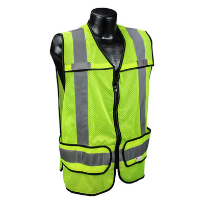 Radians LHV-5-PC-ZR Type R Class 2 Mesh Breakaway Safety Vest – Zipper Closure, Yellow/Lime, Regular Sizing