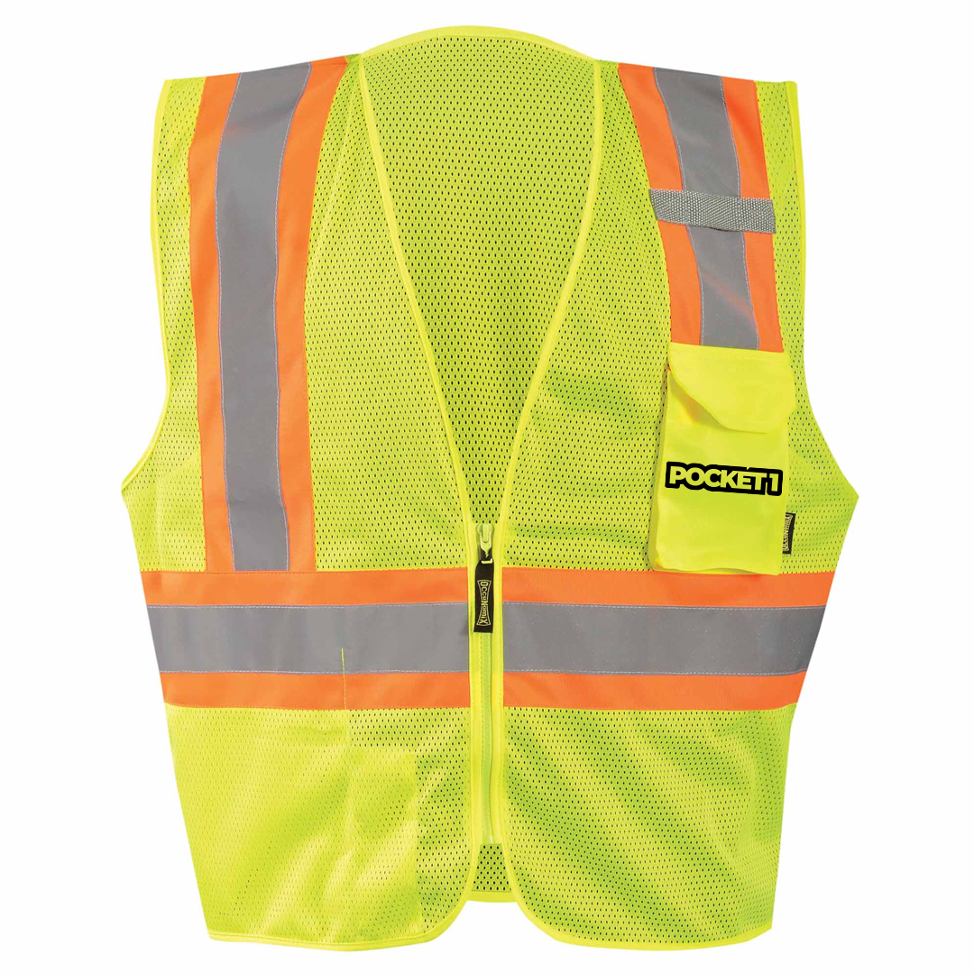 Custom ANSI Class 2, Type R Mesh Safety Vest – Zipper, 3 Pockets, Reflective, Logo Printing
