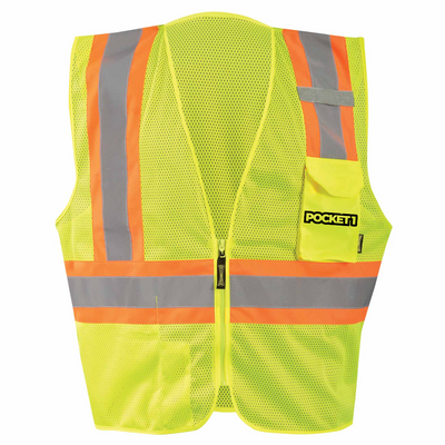 Custom ANSI Class 2, Type R Mesh Safety Vest – Zipper, 3 Pockets, Reflective, Logo Printing