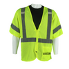 Custom Class 3 Type R Hi-Vis Yellow Mesh Safety Vest with Reflective Silver Stripes