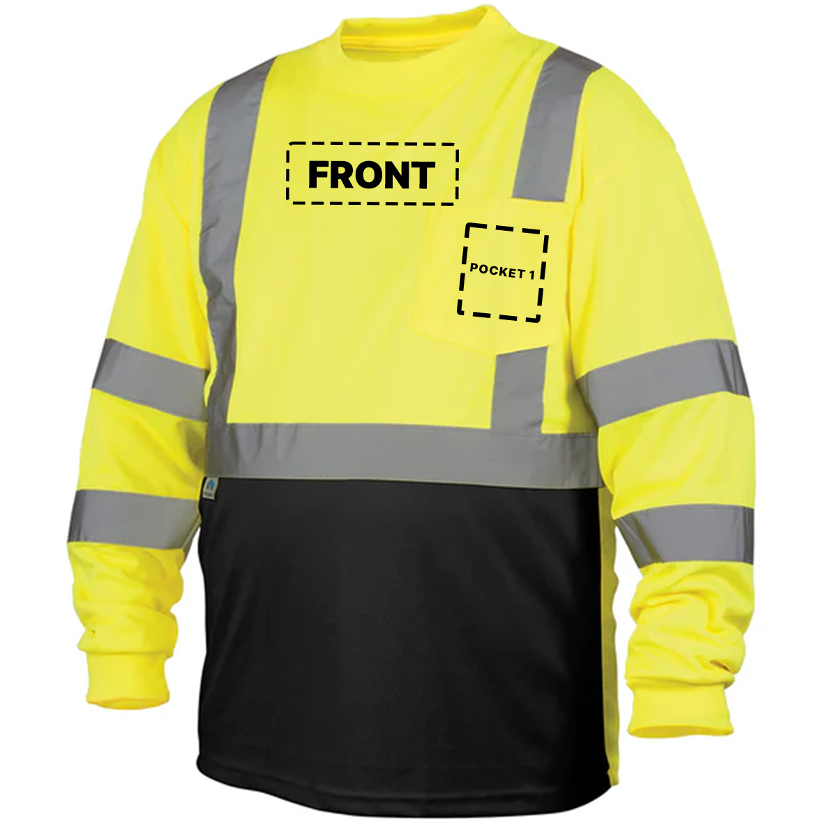 Pyramex RLTS31B Type R Class 3 High-Vis Custom T-Shirt Black Bottom Long Sleeve