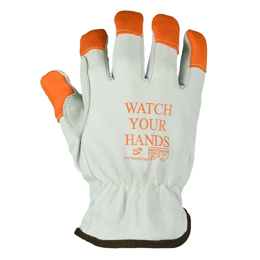 Quality Grade Natural/Orange Goatskin Grain Driver Glove