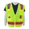 Custom Class 2 Lime Safety Vest 6 Pockets, Silver Reflective Stripes with Orange Trim