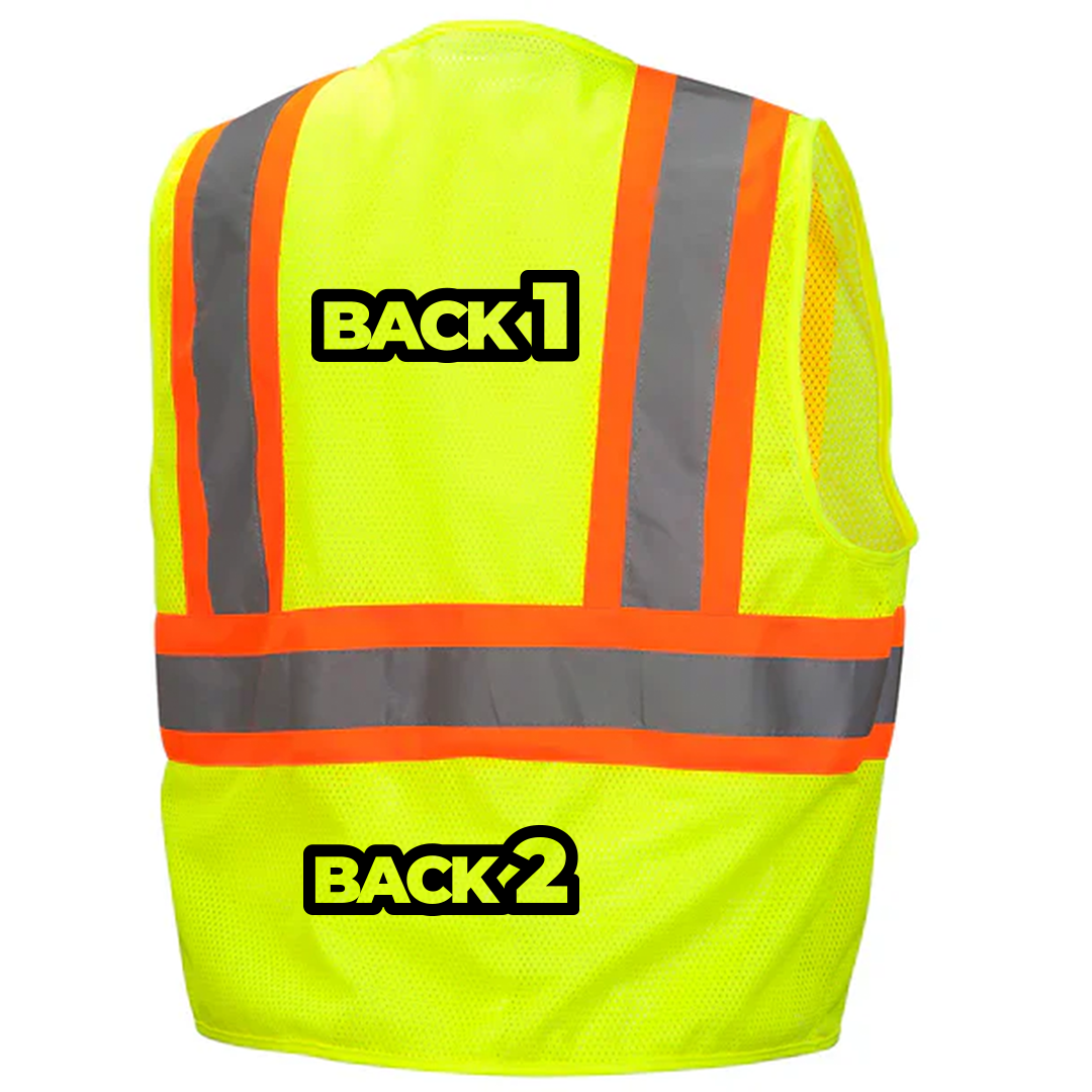 Pyramex RVZ2210 Type R Class 2 Mesh Two-Tone Custom Safety Vest - Lime/Orange