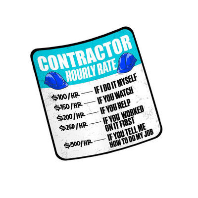 Contractor Hourly Rate - Hard Hat Decal