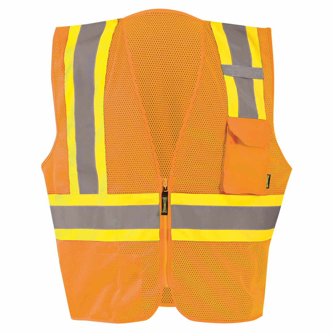 OccuNomix ANSI Class 2, Type R Mesh Safety Vest – Zipper, 3 Pockets, Reflective