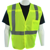 Custom Class 2 Type R Hi-Vis Yellow Mesh Vest with Reflective Silver Stripes on Background Trim