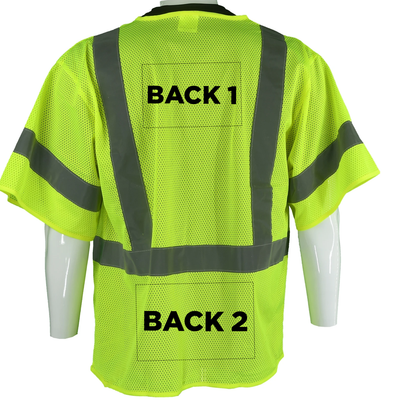 Custom Class 3 Type R Hi-Vis Yellow Mesh Safety Vest with Reflective Silver Stripes