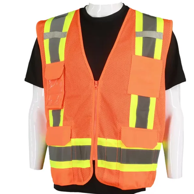 Class 2 Type R Hi-Vis Yellow Mesh Safety Vest, Silver and Orange Trim