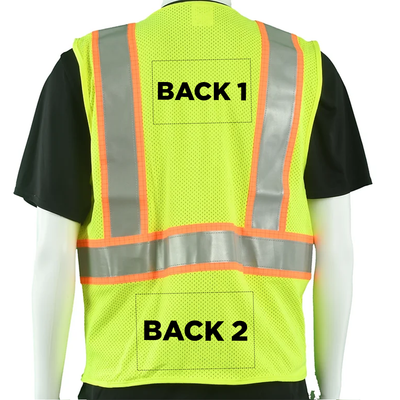 Class 2 Type R Hi-Vis Yellow Mesh Custom Safety Vest with silver and orange trim