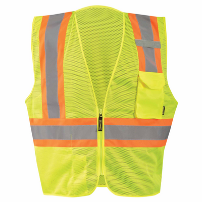 OccuNomix ANSI Class 2, Type R Mesh Safety Vest – Zipper, 3 Pockets, Reflective