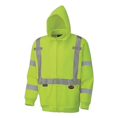 Pioneer® V1060461U 6924AU/6925AU Custom Hi-Vis Safety Polyester Fleece Hoodie, Zipper Front