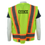 Custom Class 2 Lime Safety Vest 6 Pockets, Silver Reflective Stripes with Orange Trim