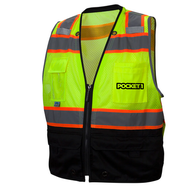 Custom Pyramex RVZ44B Type R Class 2 Hi-Vis Two-Tone Black Bottom Mesh Safety Vest