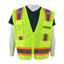 Custom Class 2 Lime Safety Vest 6 Pockets, Silver Reflective Stripes with Orange Trim