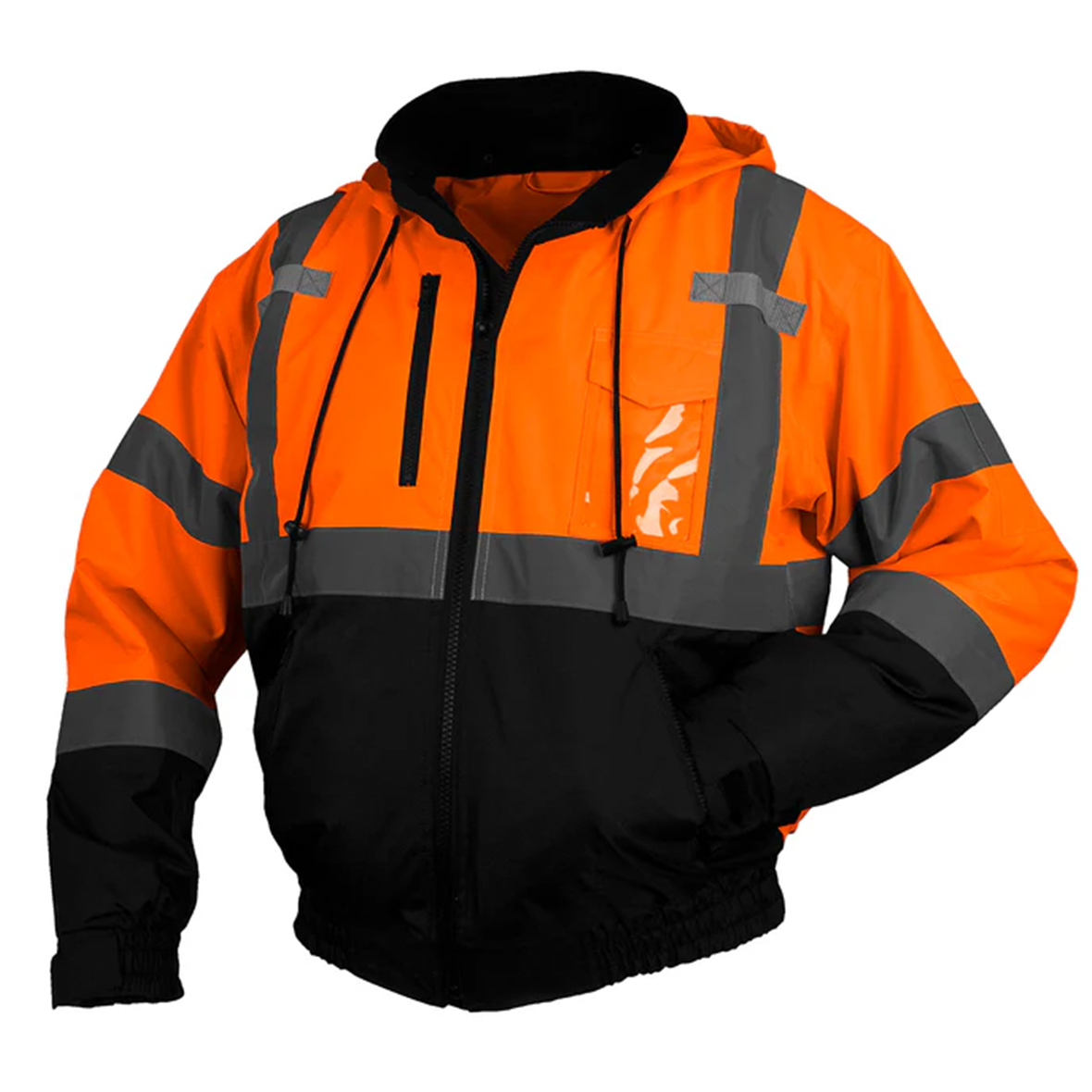 Pyramex RJ31 Type R Class 3 High-Vis Waterproof Fleece Lined Black Bottom Bomber Jacket