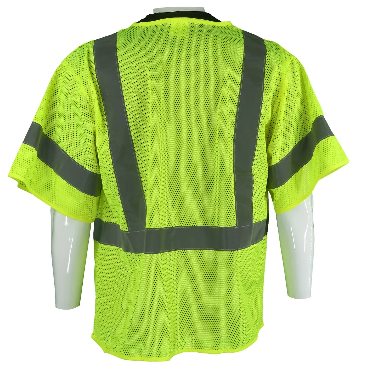 Class 3 Type R Hi-Vis ANSI Safety Vest, Reflective Silver Stripes