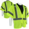 Custom Class 3 Type R Hi-Vis Yellow Mesh Safety Vest with Reflective Silver Stripes