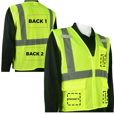 ANSI/ISEA 107-2020 Type R Hi-Vis Yellow Mesh Custom Safety Vest with Reflective Silver Trim